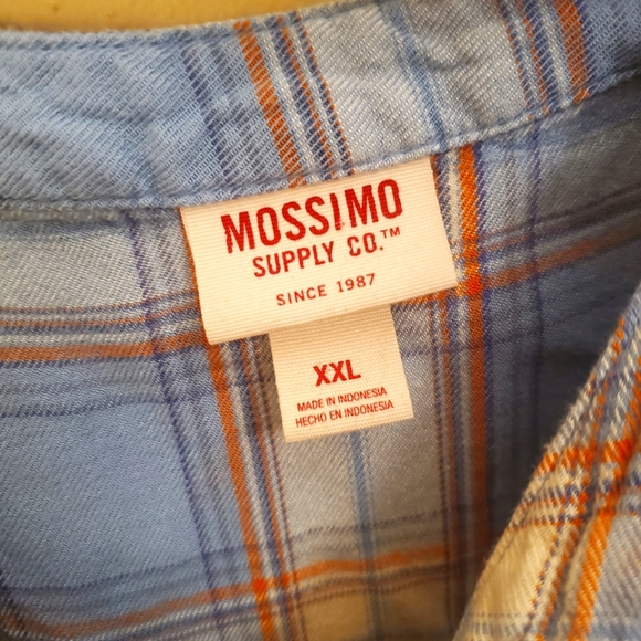 Mossimo Blue Plaid Long Sleeve Button Up V-Neck Blouse Plus Size XXL 2XL - Picture 4 of 9